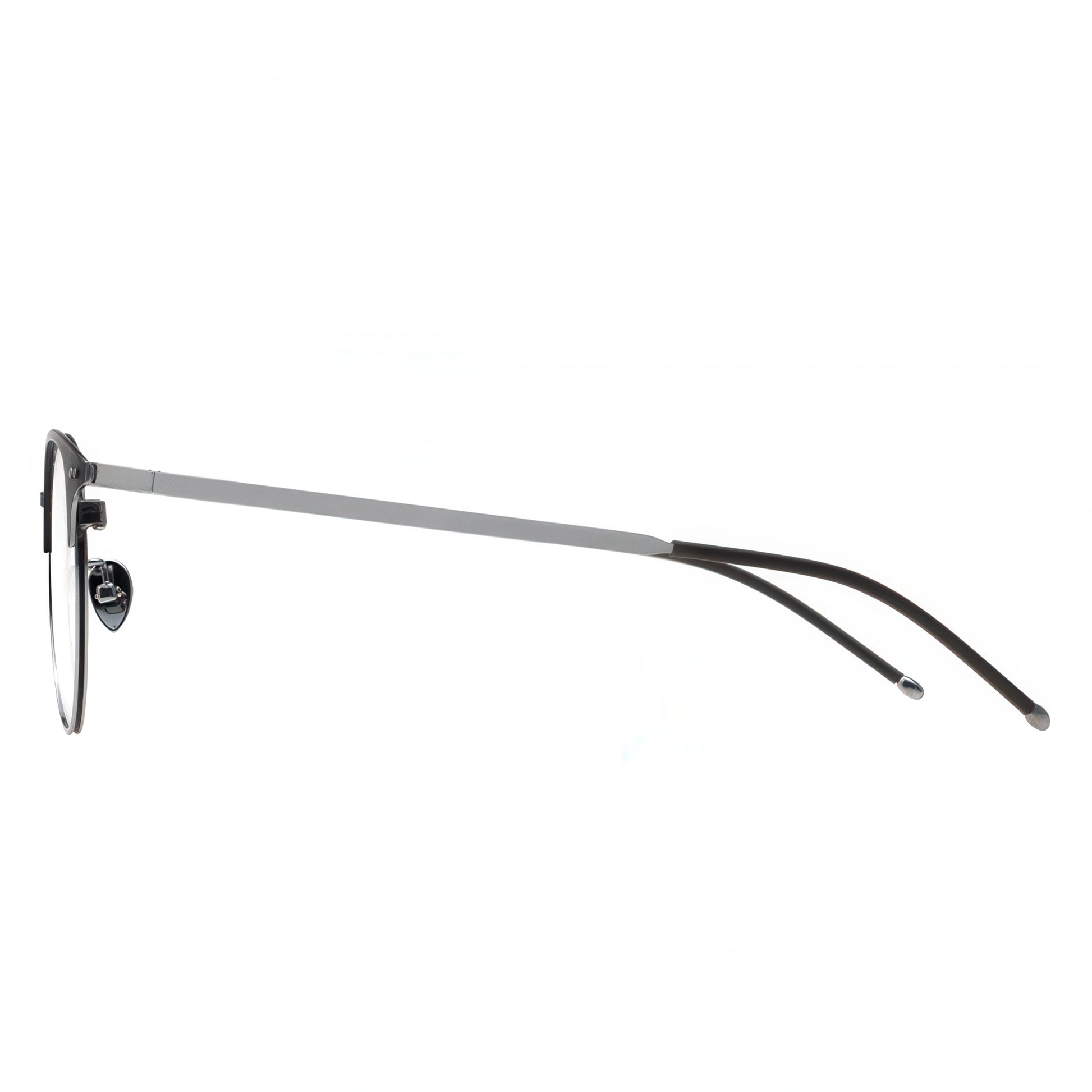 Silver eyeglasses on a white background
