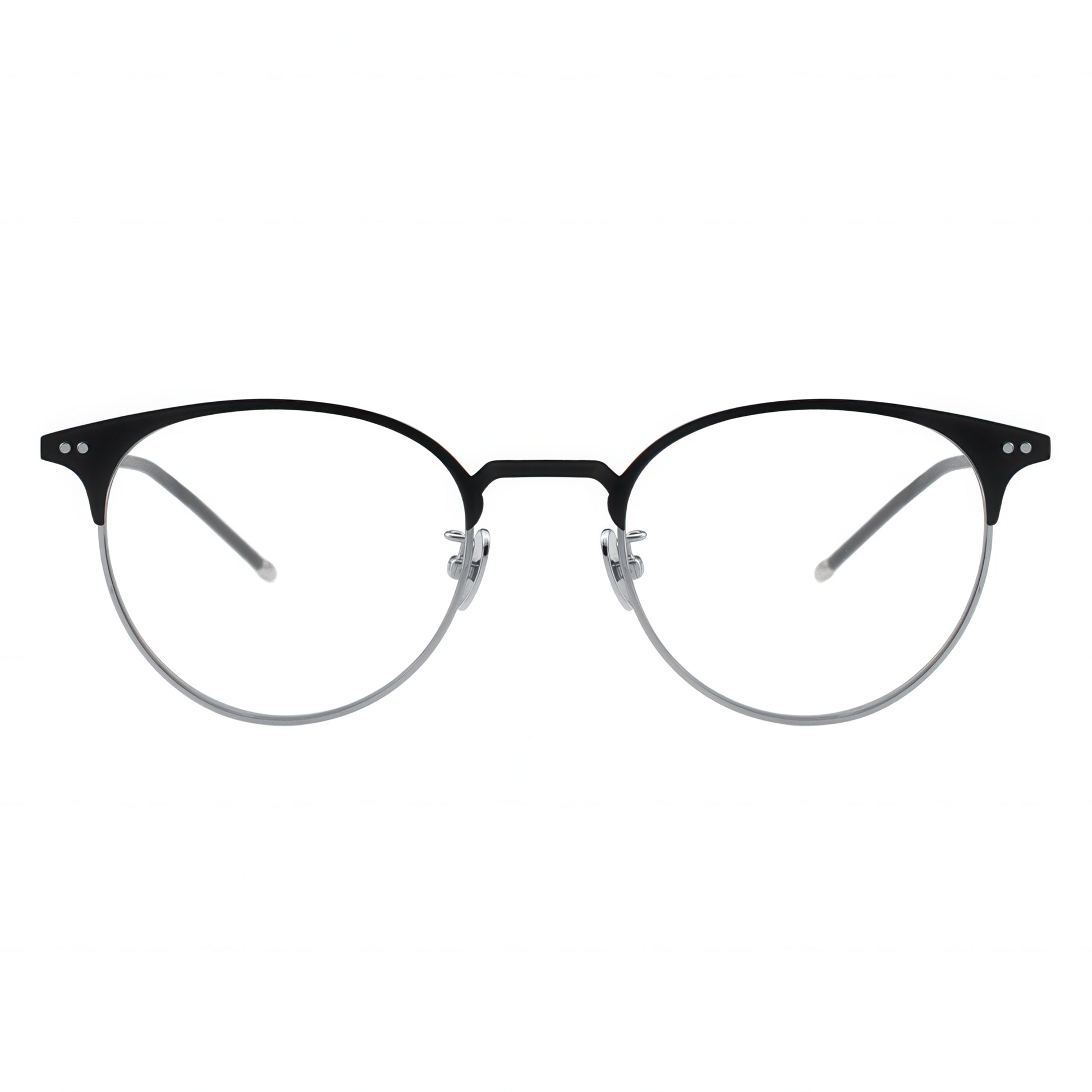 Black cat-eye glasses on a white background