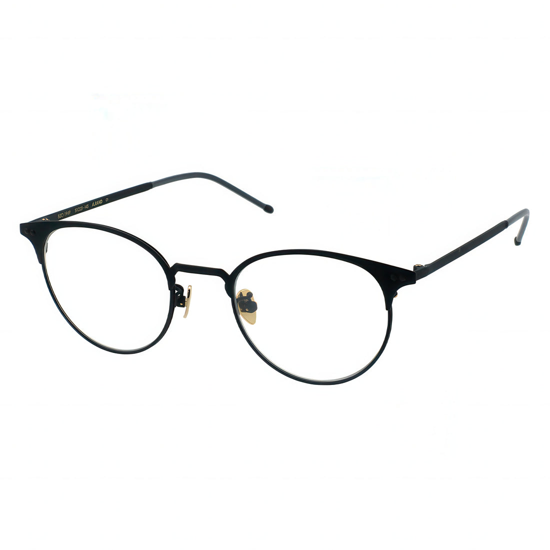 Black eyeglasses on a white background