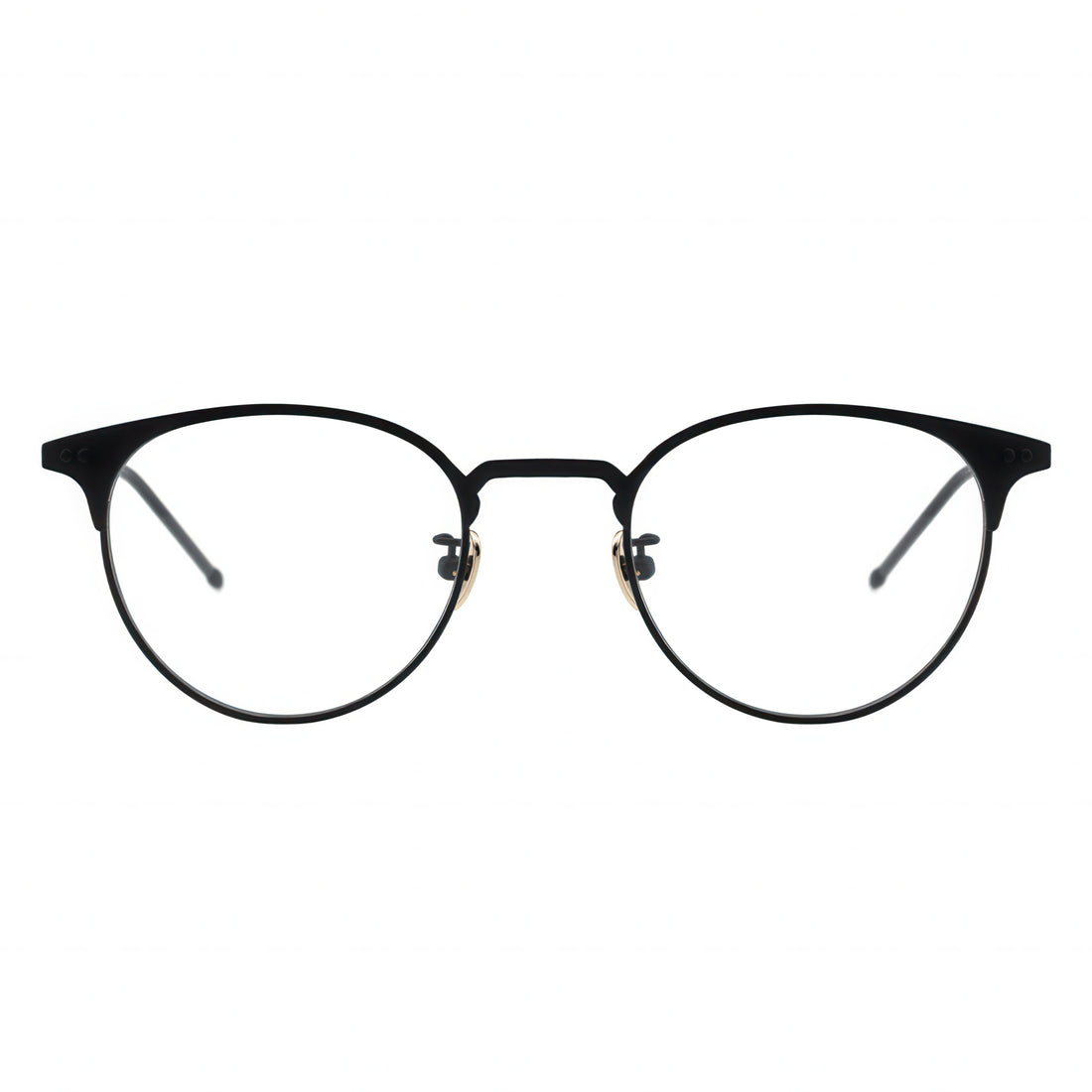 Black eyeglasses on a white background