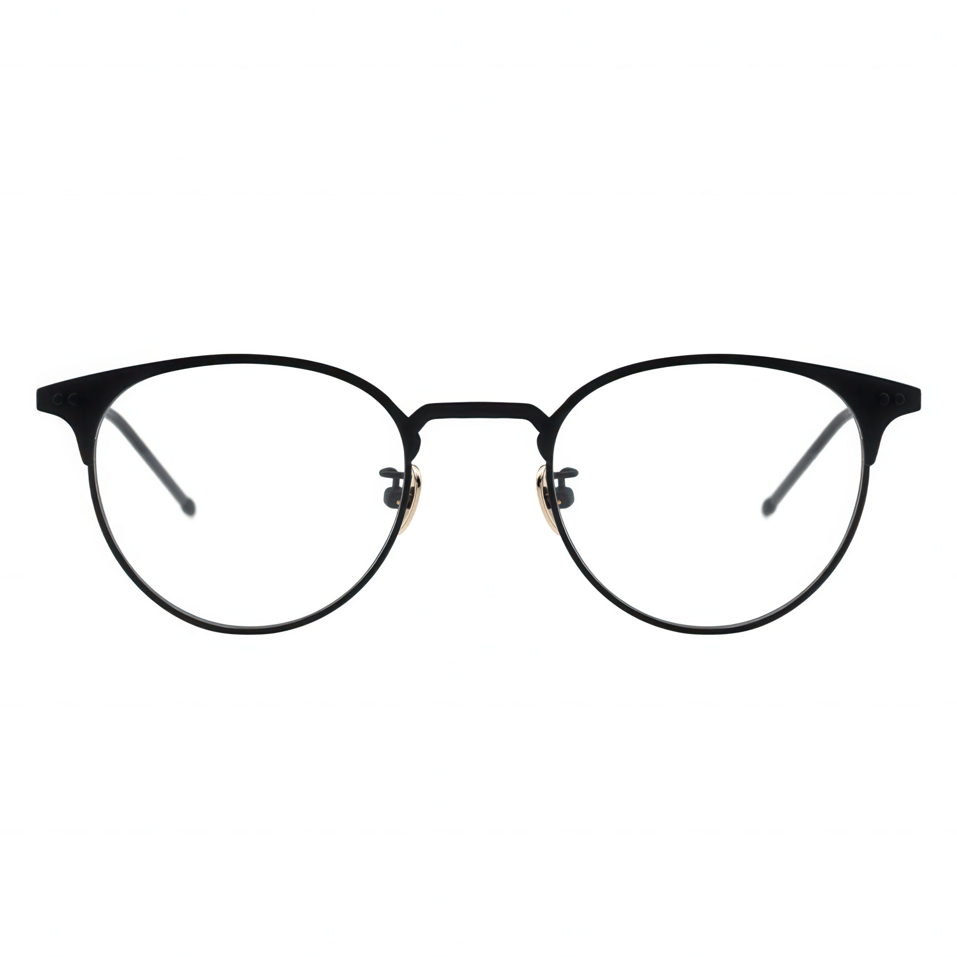 Black eyeglasses on a white background