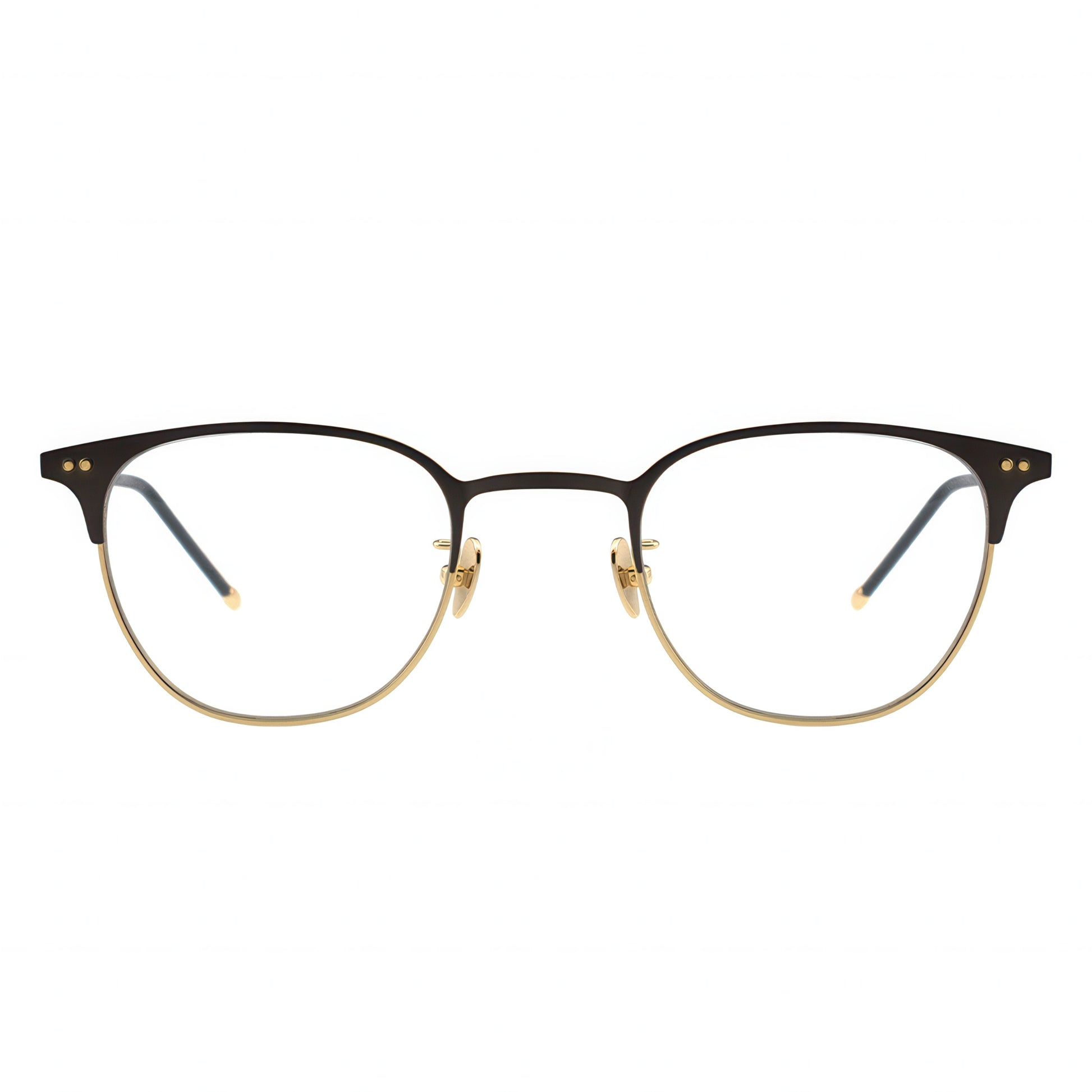 black and gold eyeglasses