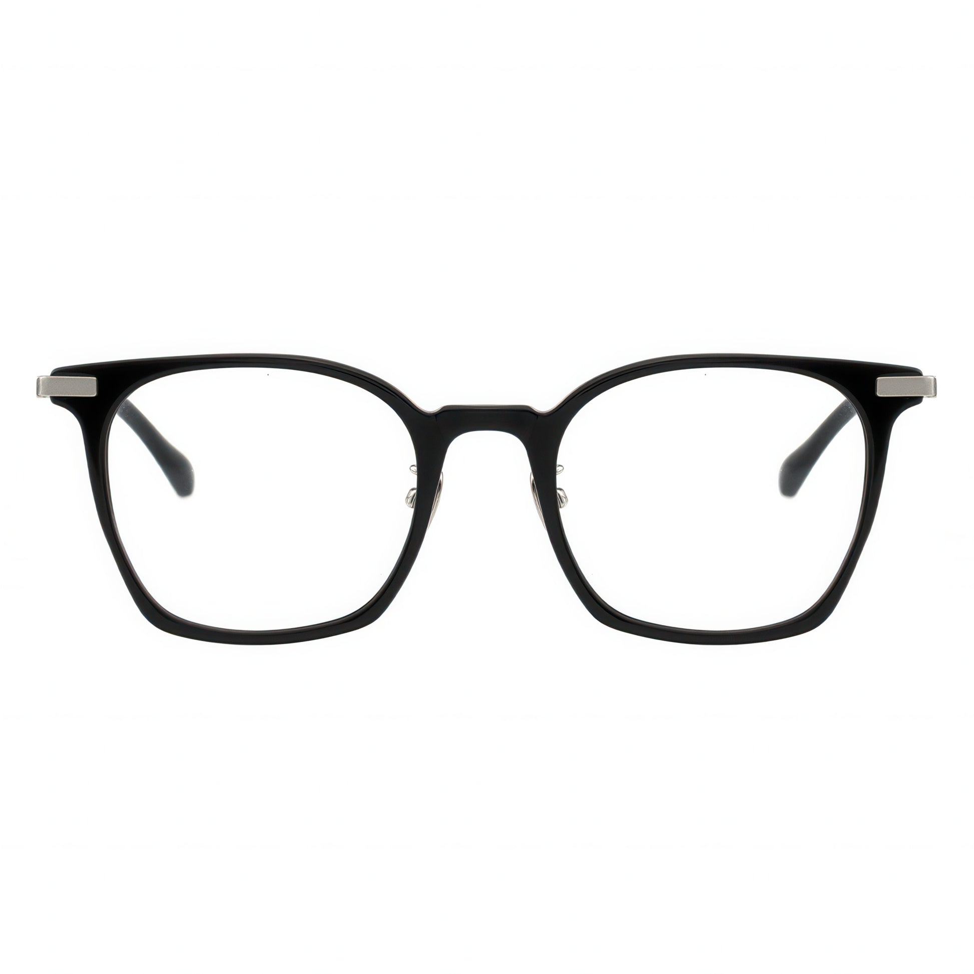 Black eyeglasses on a white background