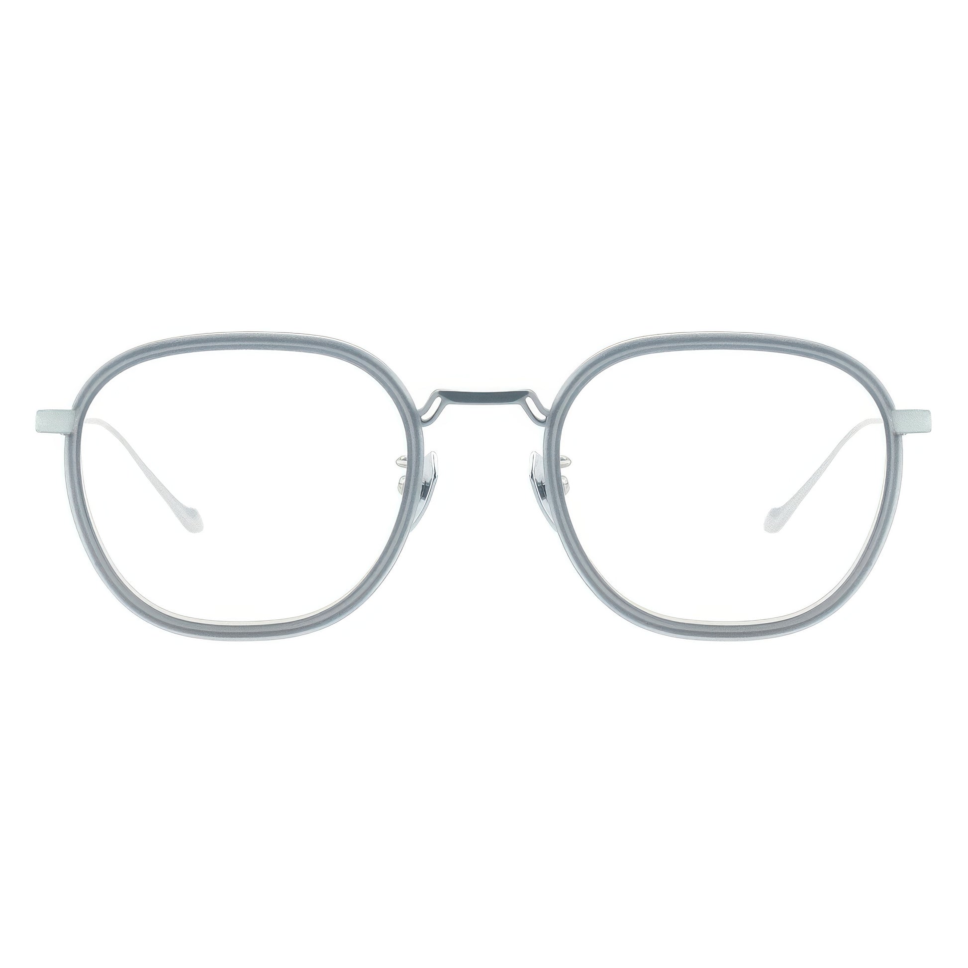 Round eyeglasses with thin silver frame 