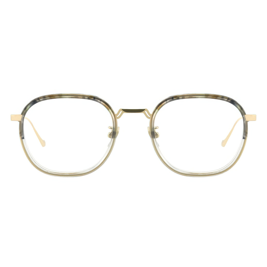 Round eyeglasses with gold frame