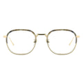 Round eyeglasses with gold frame