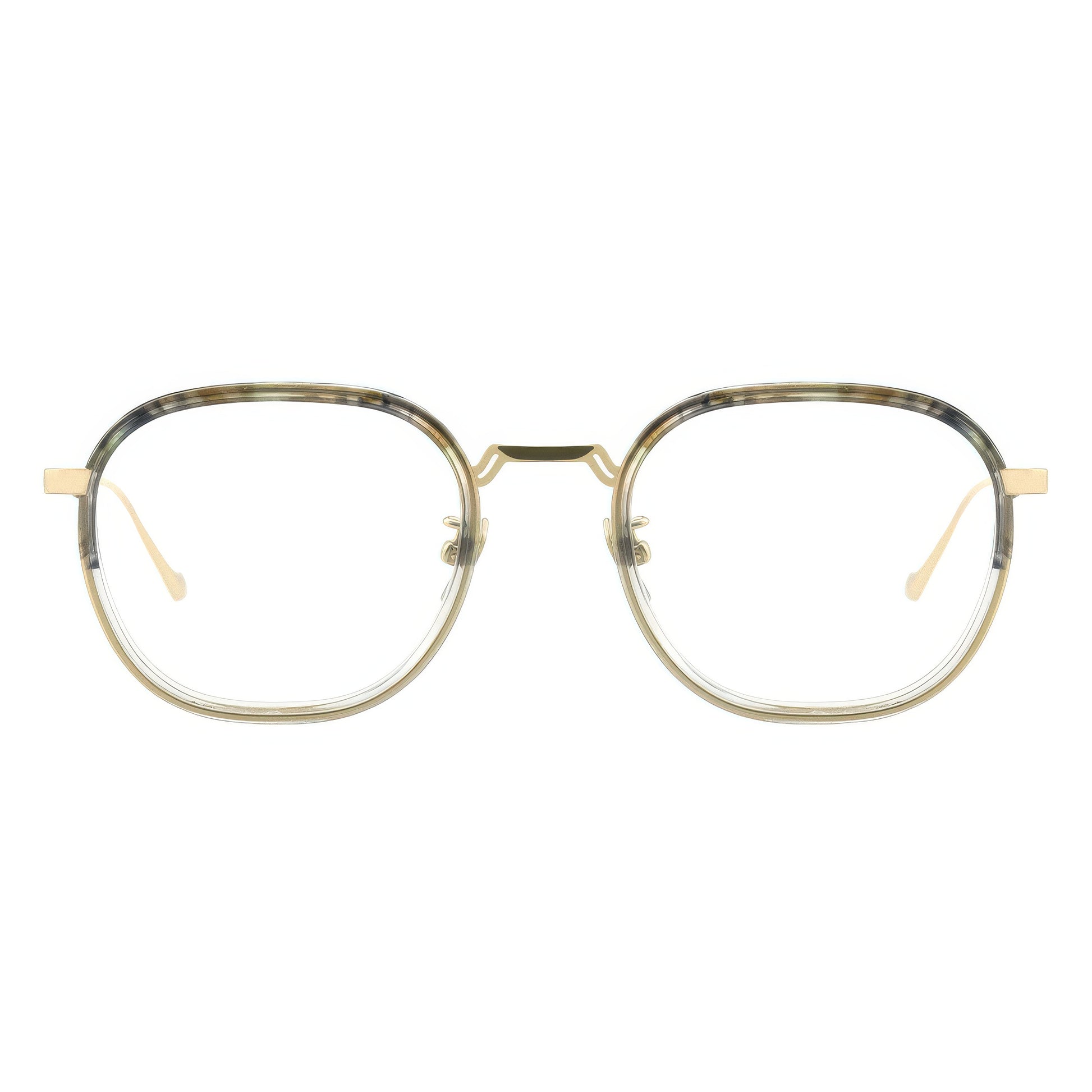 Round eyeglasses with gold frame