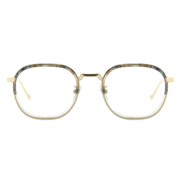 Round eyeglasses with gold frame