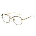 Round eyeglasses with gold frame