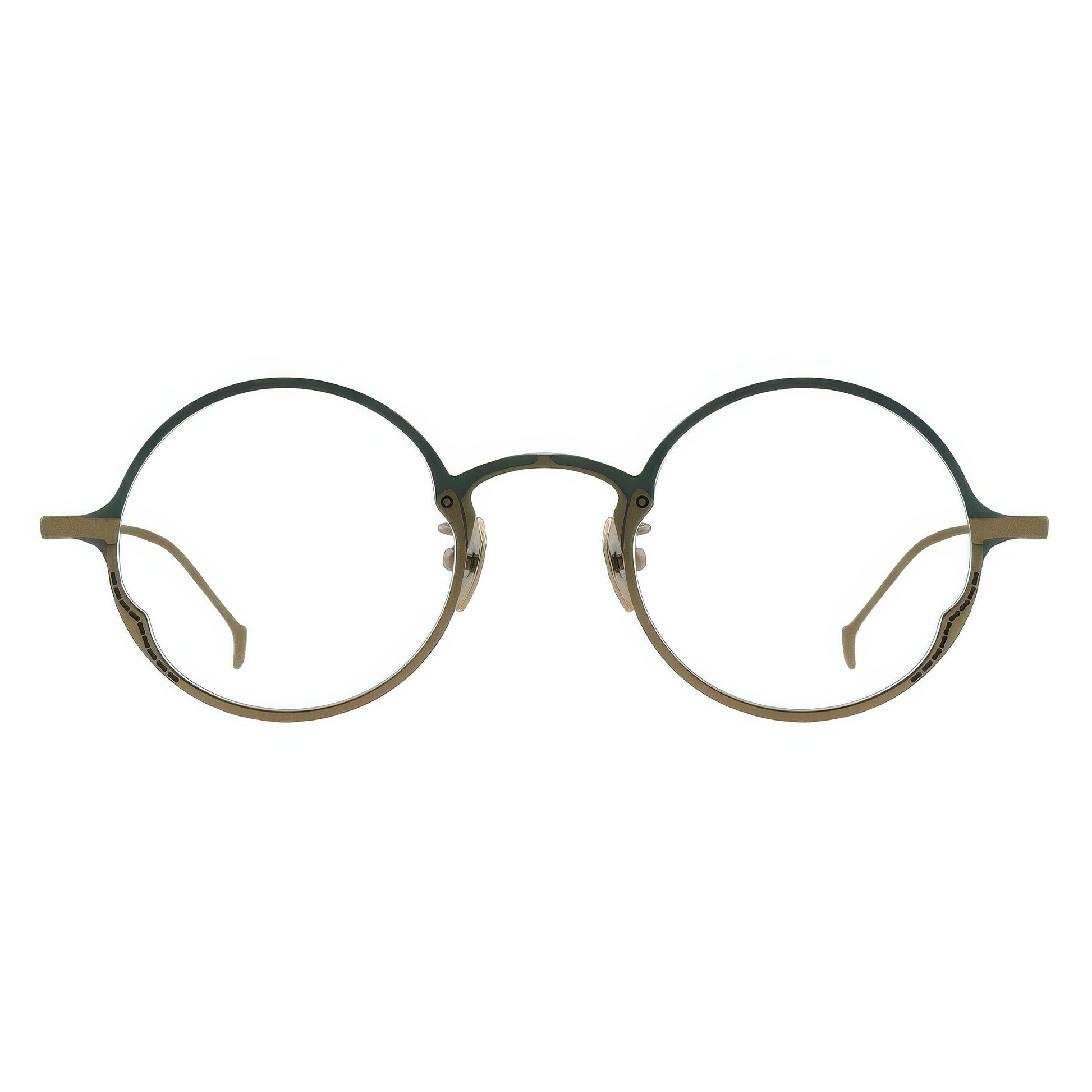 Round eyeglasses with gold frame 