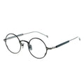 Round eyeglasses with a black frame 