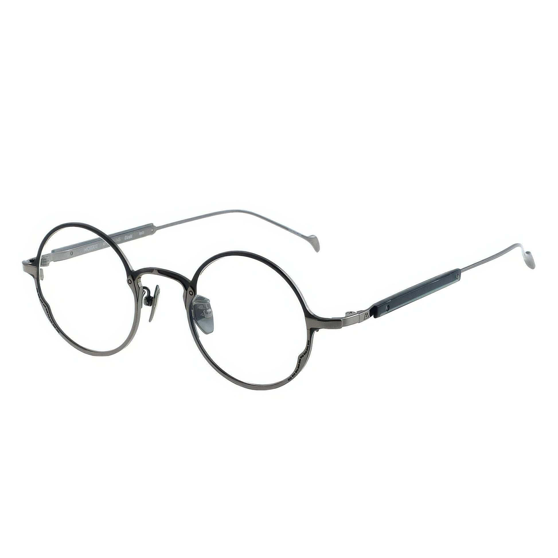 Round eyeglasses with a black frame 