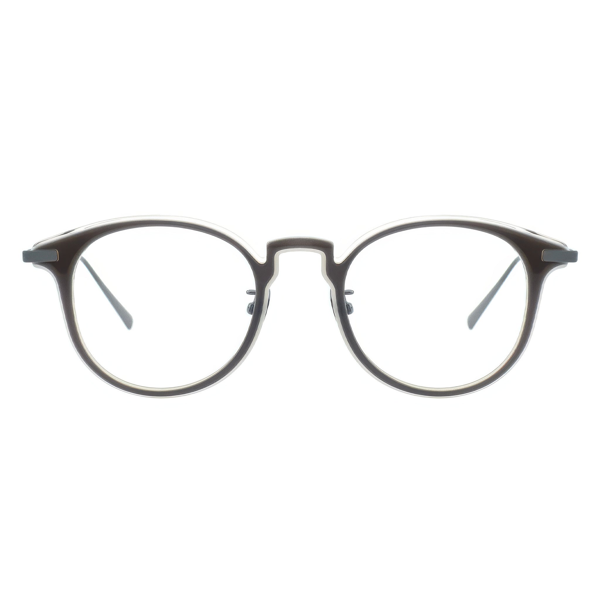 Round eyeglasses with a black frame 