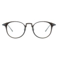 Round eyeglasses with a black frame 