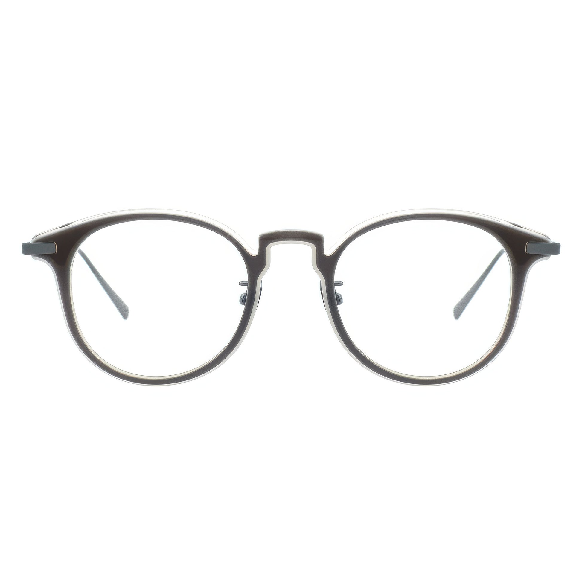 Round eyeglasses with a black frame 