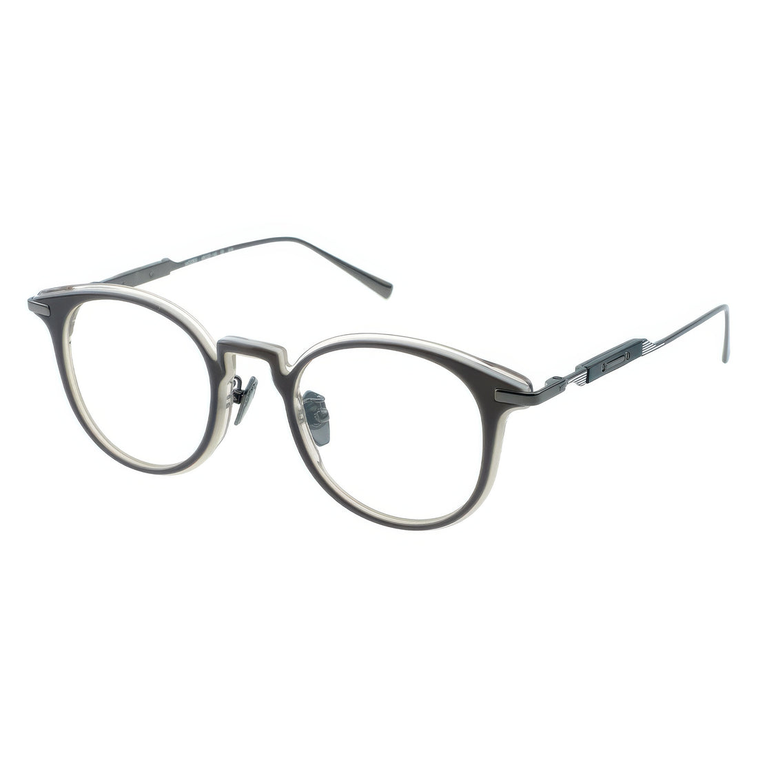 Round eyeglasses with a black frame 