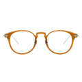Round eyeglasses with a orange frame 
