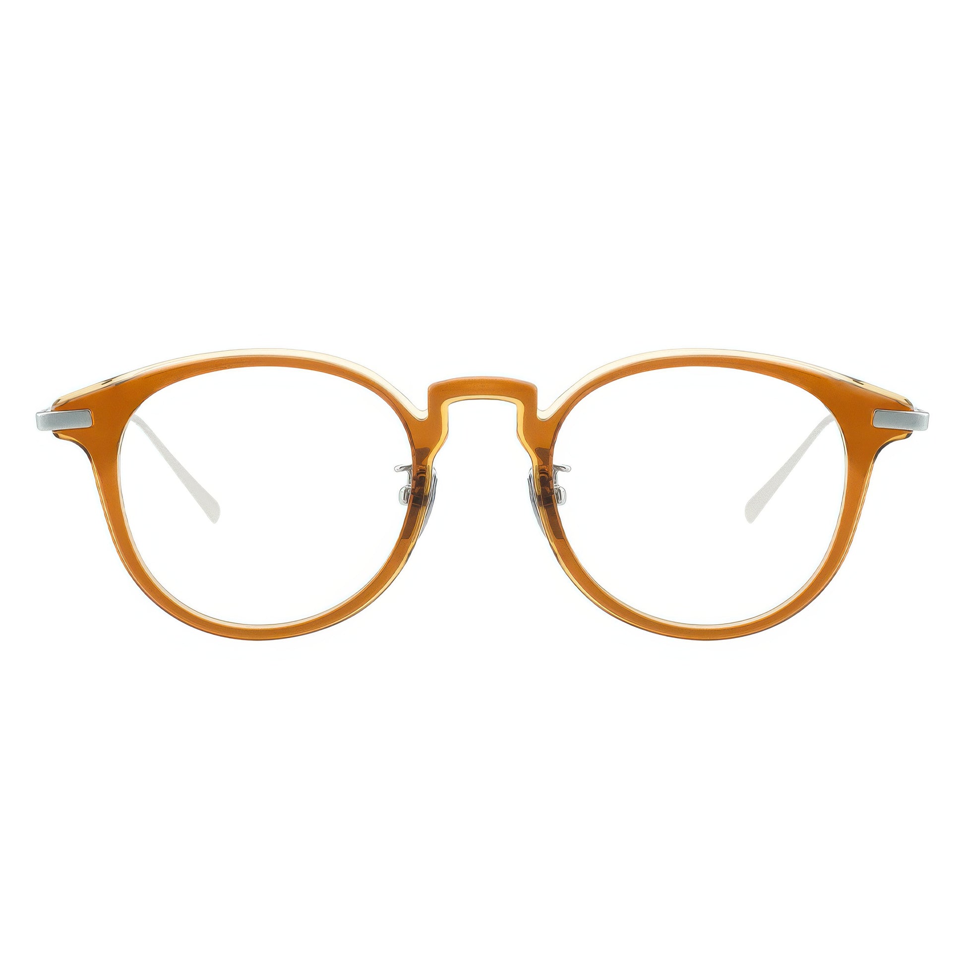 Round eyeglasses with a orange frame 
