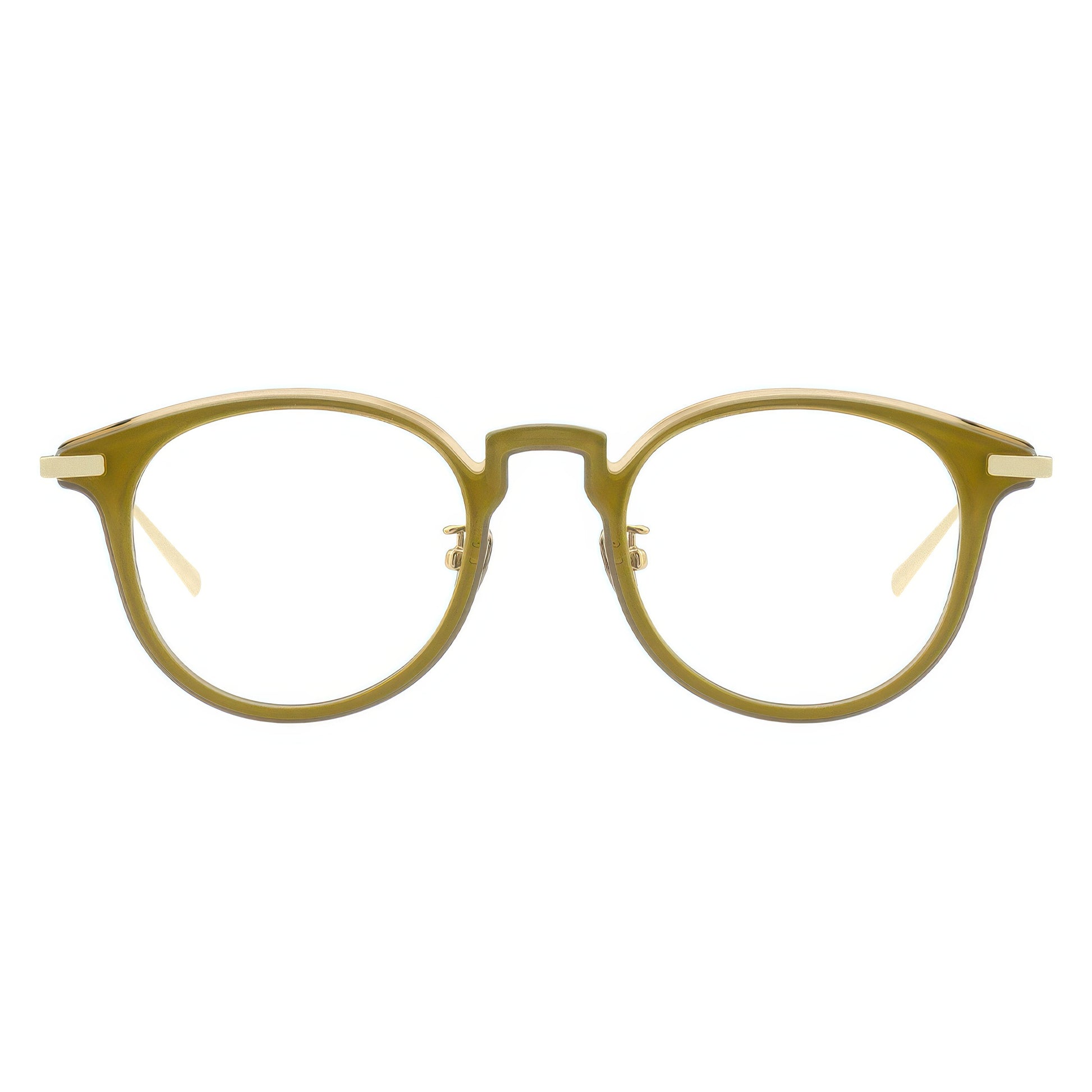 Gold-rimmed eyeglasses 