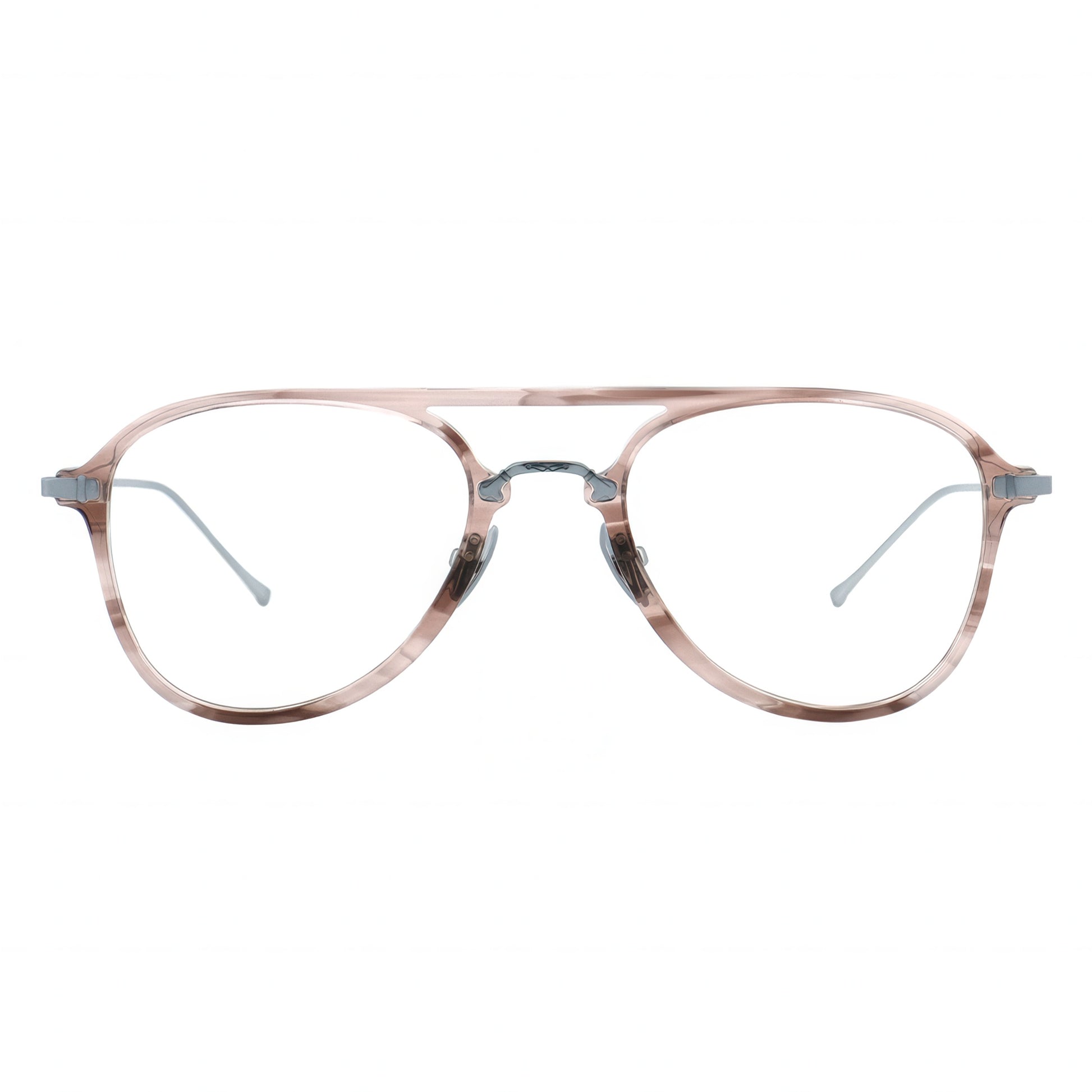Aviator glasses with a rose gold frame 