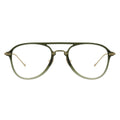Aviator eyeglasses with a green frame 