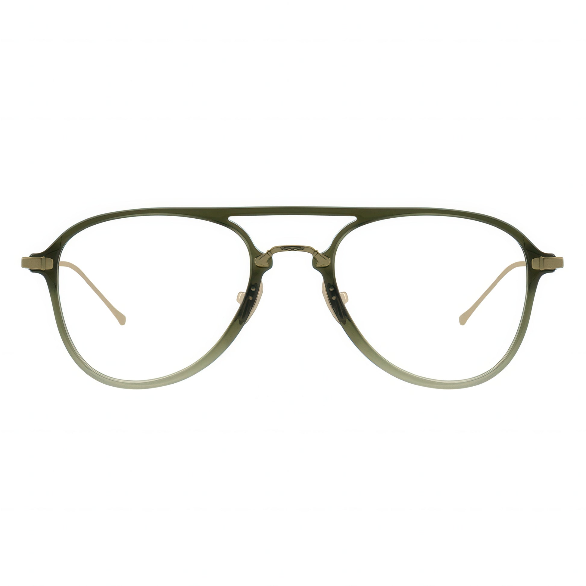 Aviator eyeglasses with a green frame 