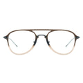 Pair of eyeglasses with a brown two-tone frame 
