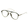 Aviator eyeglasses with a green and gold frame