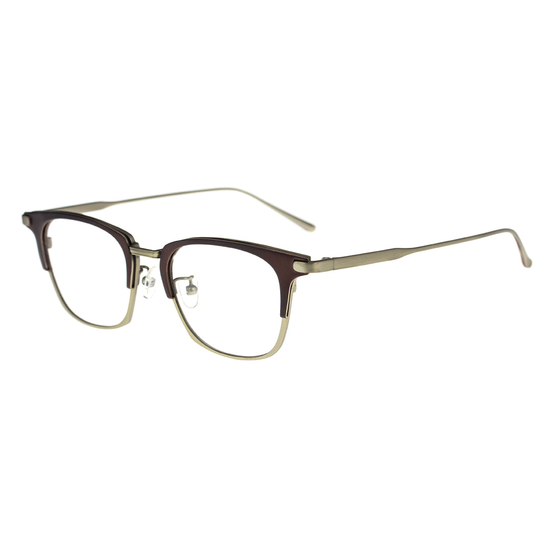 two tone rectangular browline eyeglasses