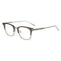A pair of rectangular full frame metal eyeglasses with clear lenses and subtle geometric pattern.