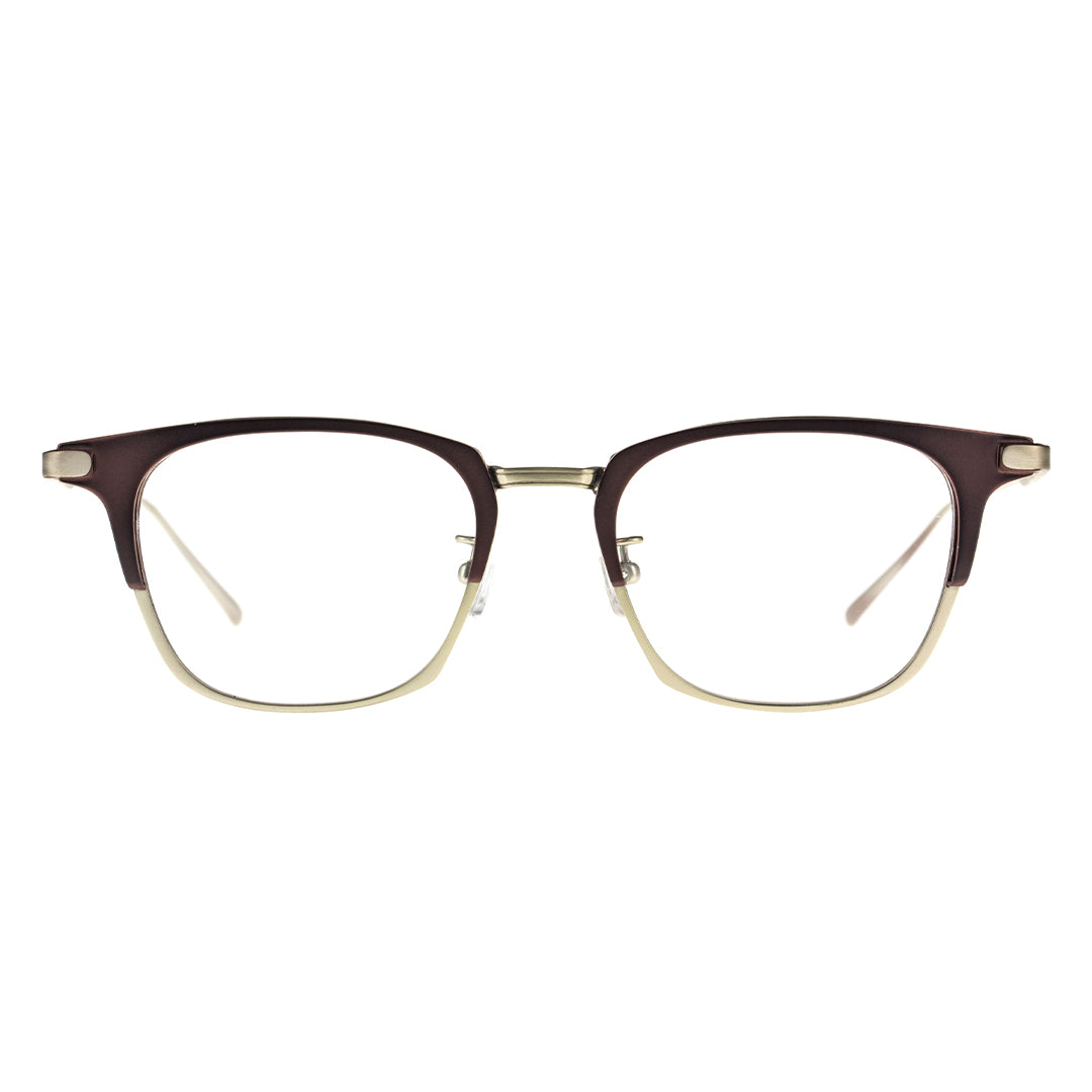 two tone rectangular browline eyeglasses