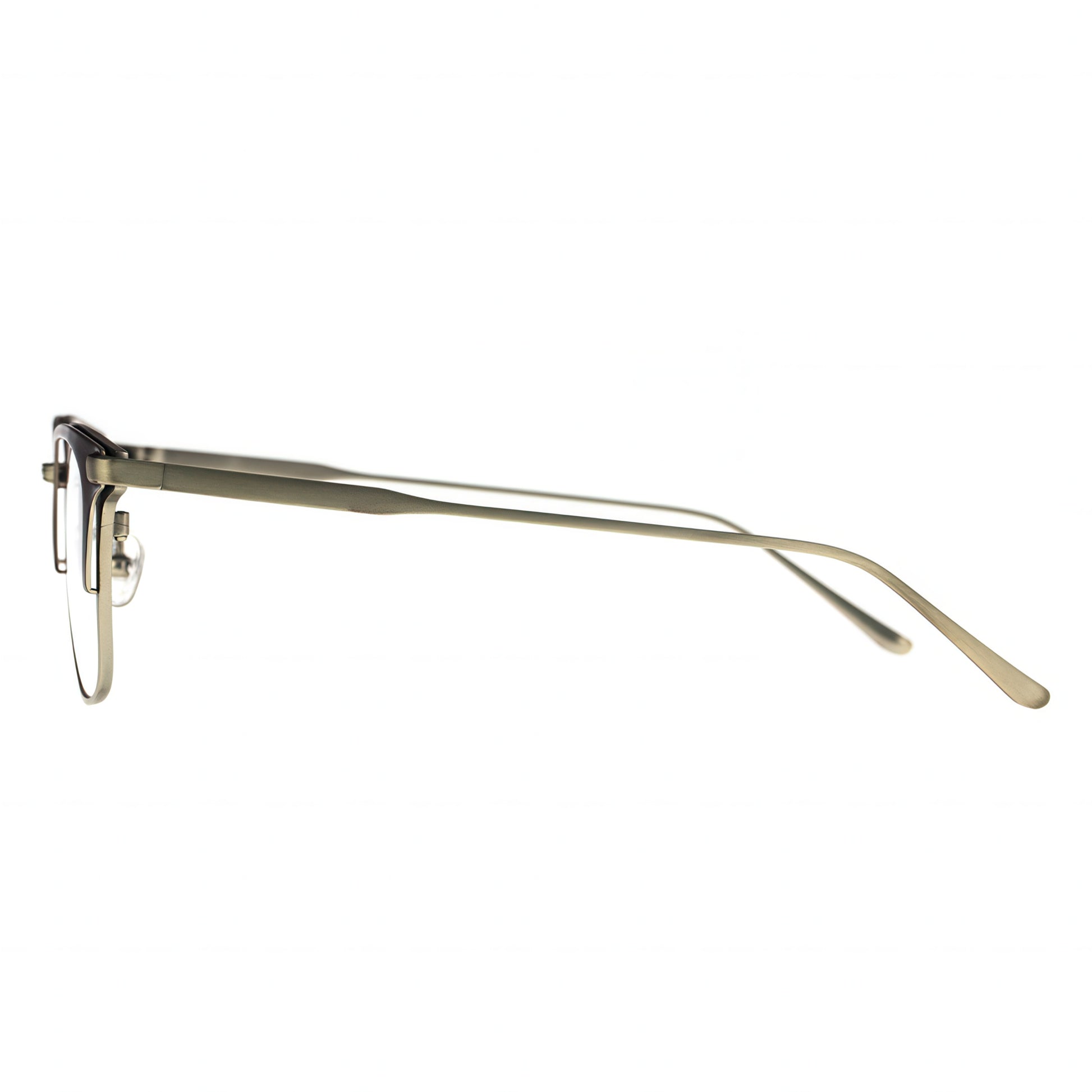 Gold eyeglasses on a white background