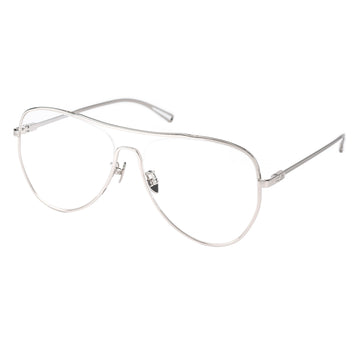 A pair of MYTH OPTICAL AIKTON eyeglasses with a sleek design, featuring a metallic and oversized frame.