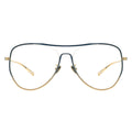a pair of black and gold frame glasses