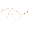 A pair of round full frame gold  eyeglasses with a browline design.