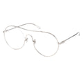 A pair of round full frame metal eyeglasses with a browline design.