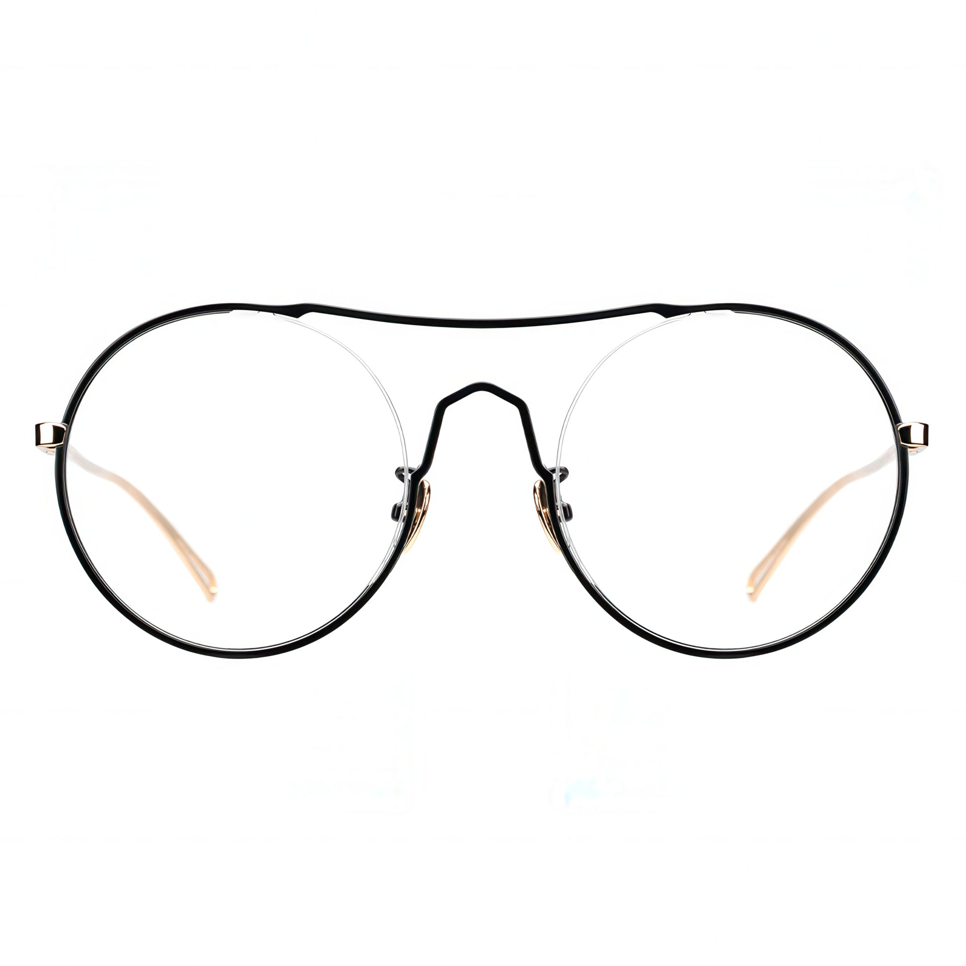 black and gold eyeglasses