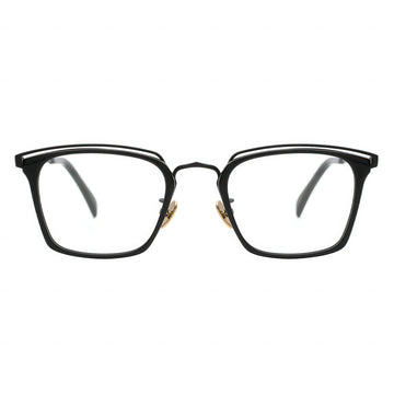Front view of angular matte black metal eyeglasses with a distinctive double browline design.