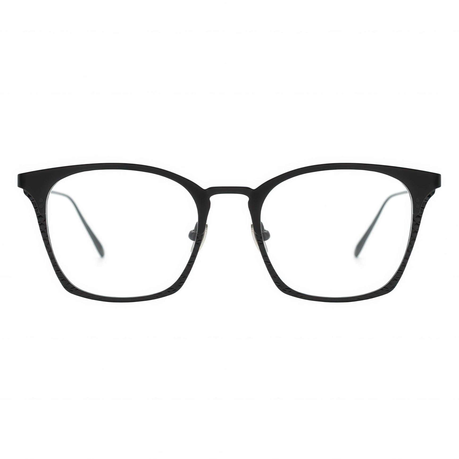 black angular eyeglasses