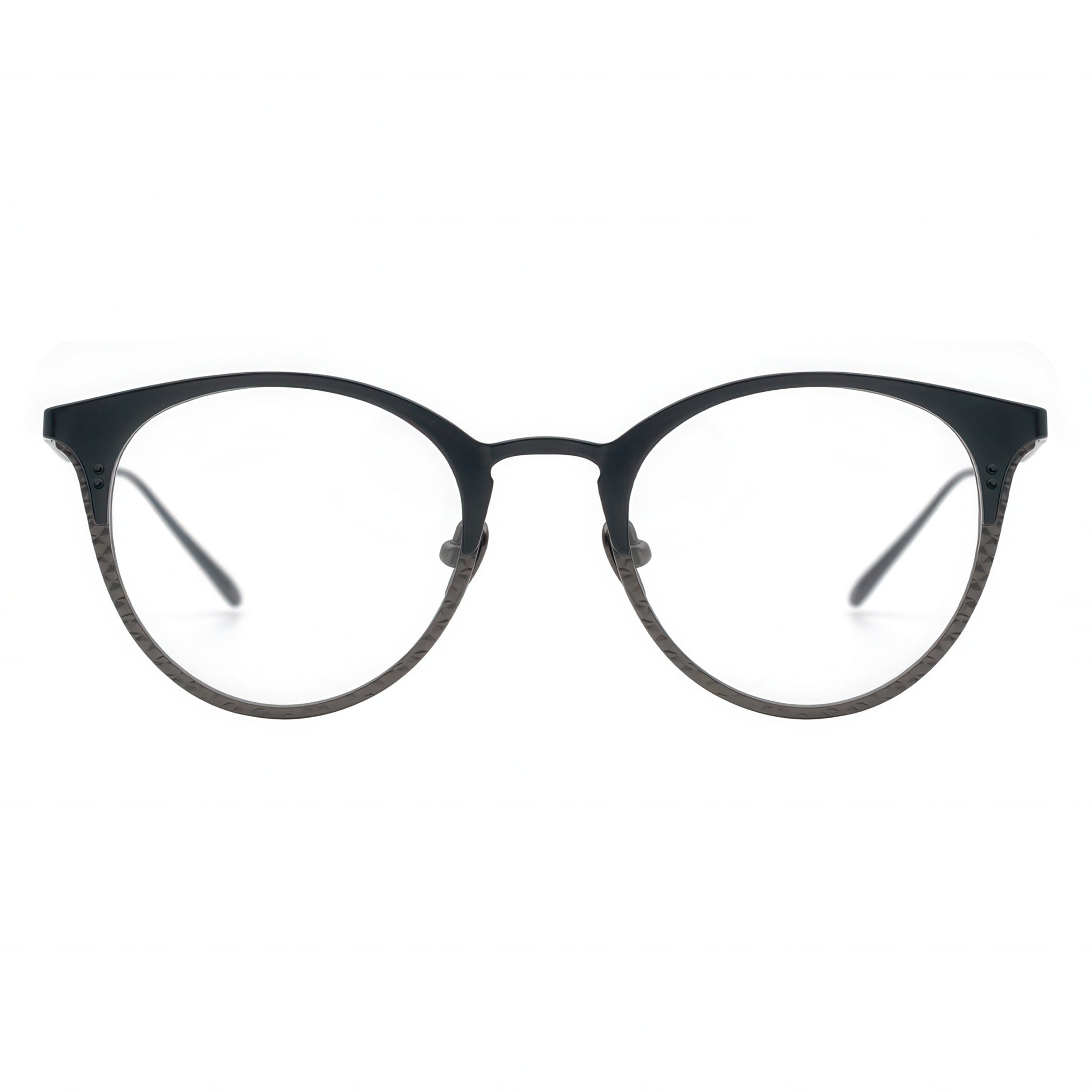 round gray eyeglasses