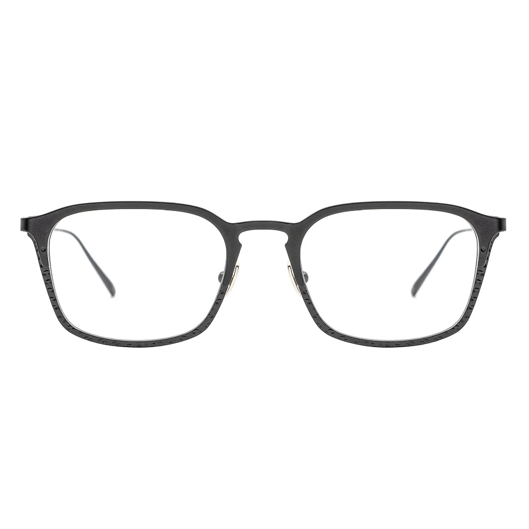 black rectangular eyeglasses