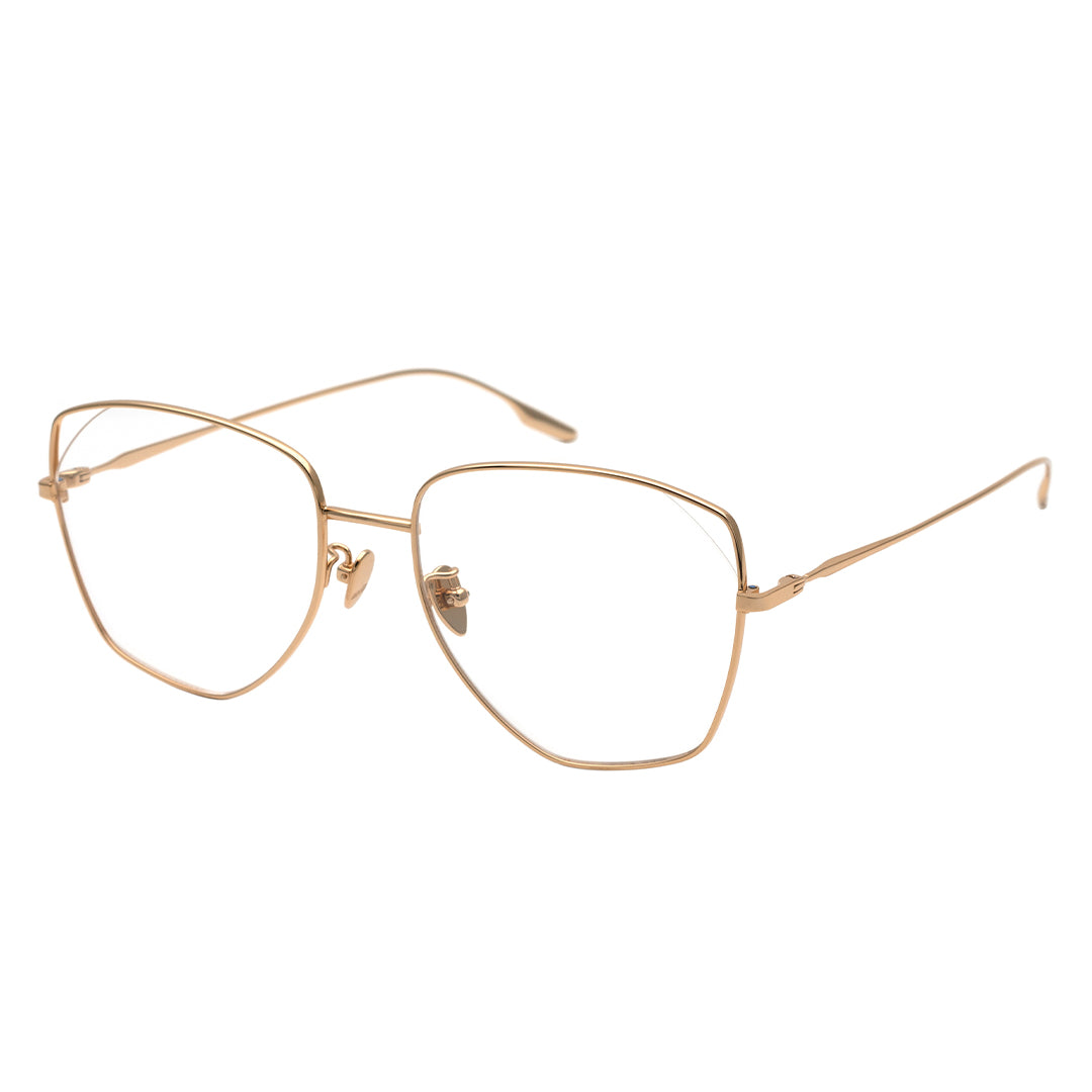 A pair of MYTH OPTICAL FANCY geometric eyeglasses with a gold frame.