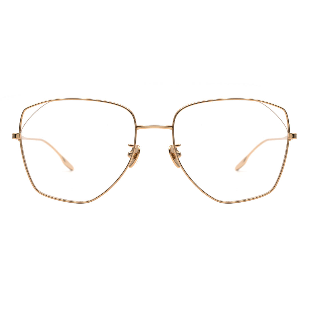 A pair of MYTH OPTICAL FANCY geometric eyeglasses with a gold frame.