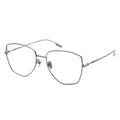 geometric eyeglasses with silver frame and temple