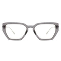 Transparent grey acetate spectacle frame, d-frame gold eyeglasses