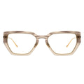 Wood grain acetate spectacle frame, d-frame gold eyeglasses