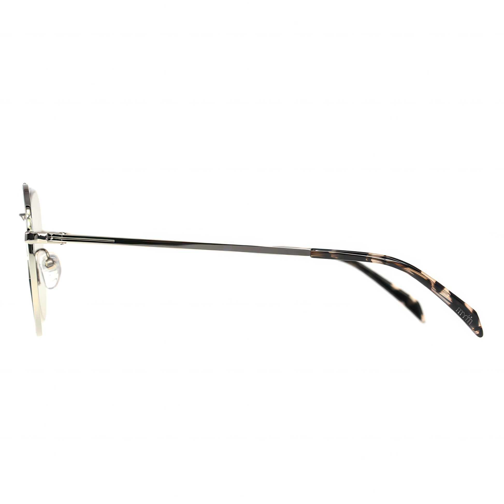 Eyeglasses with a black frame on a white background