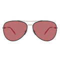 Aviator sunglasses with red lenses on a white background