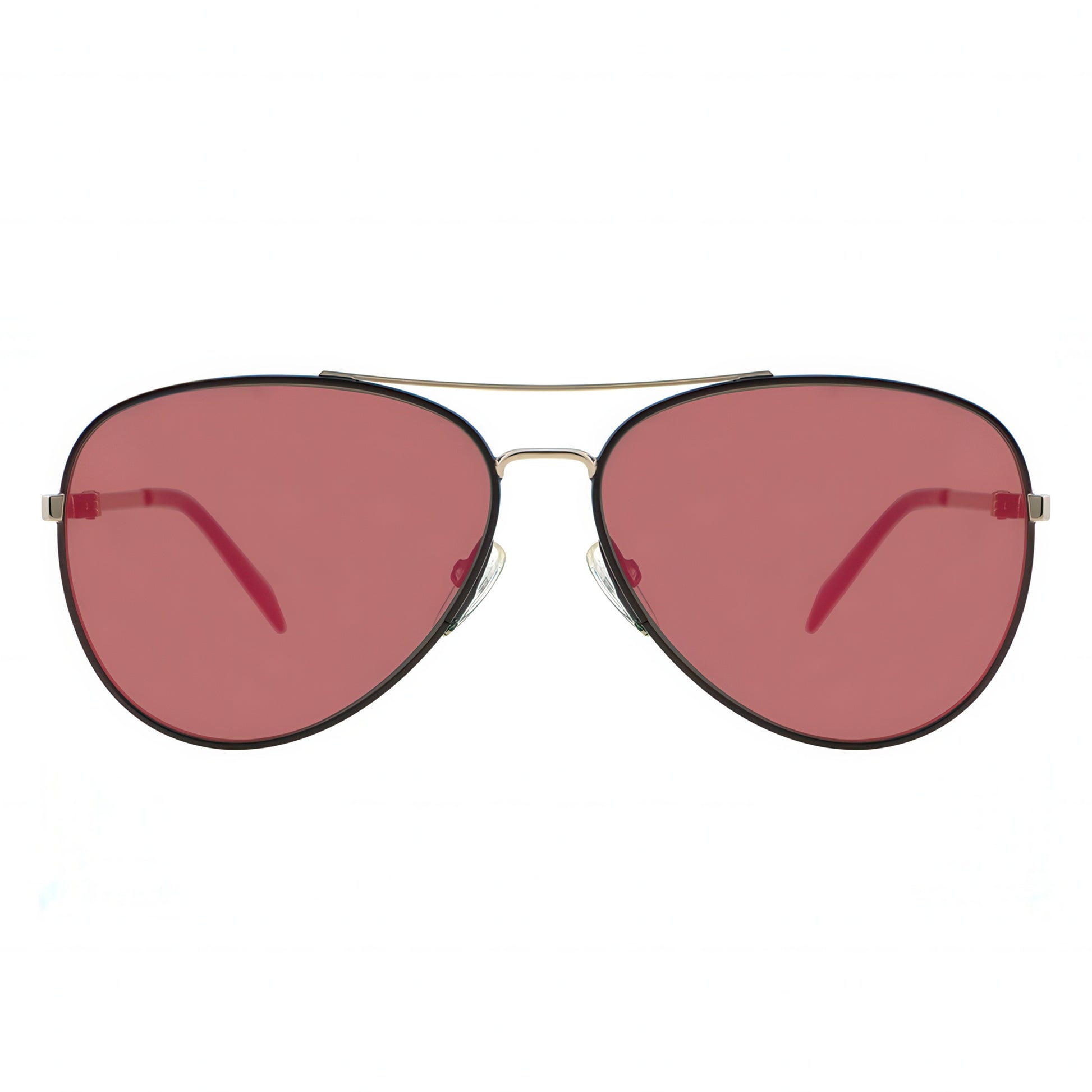 Aviator sunglasses with red lenses on a white background