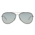 Aviator sunglasses with reflective lenses on a white background